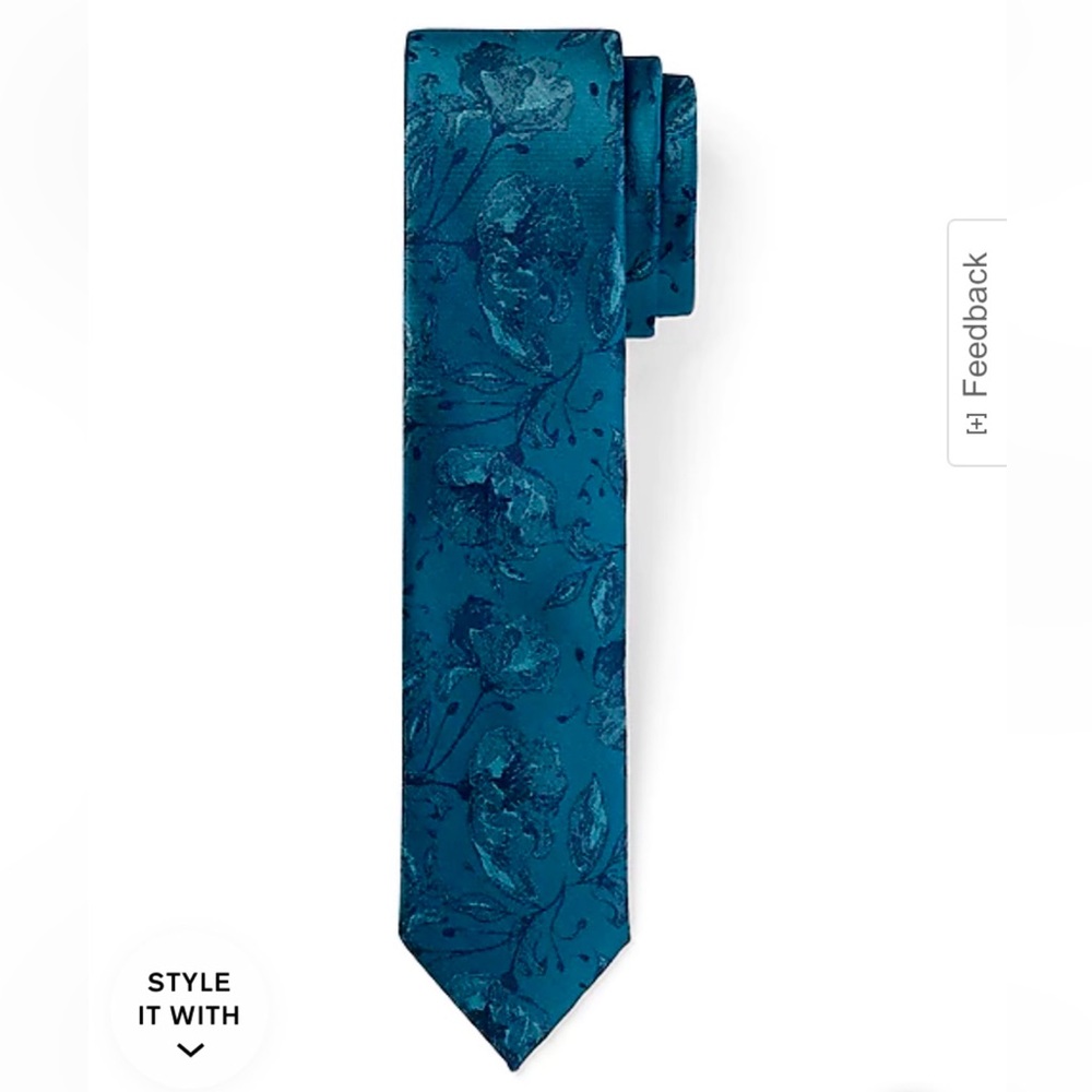 Teal Floral Pattern Tie